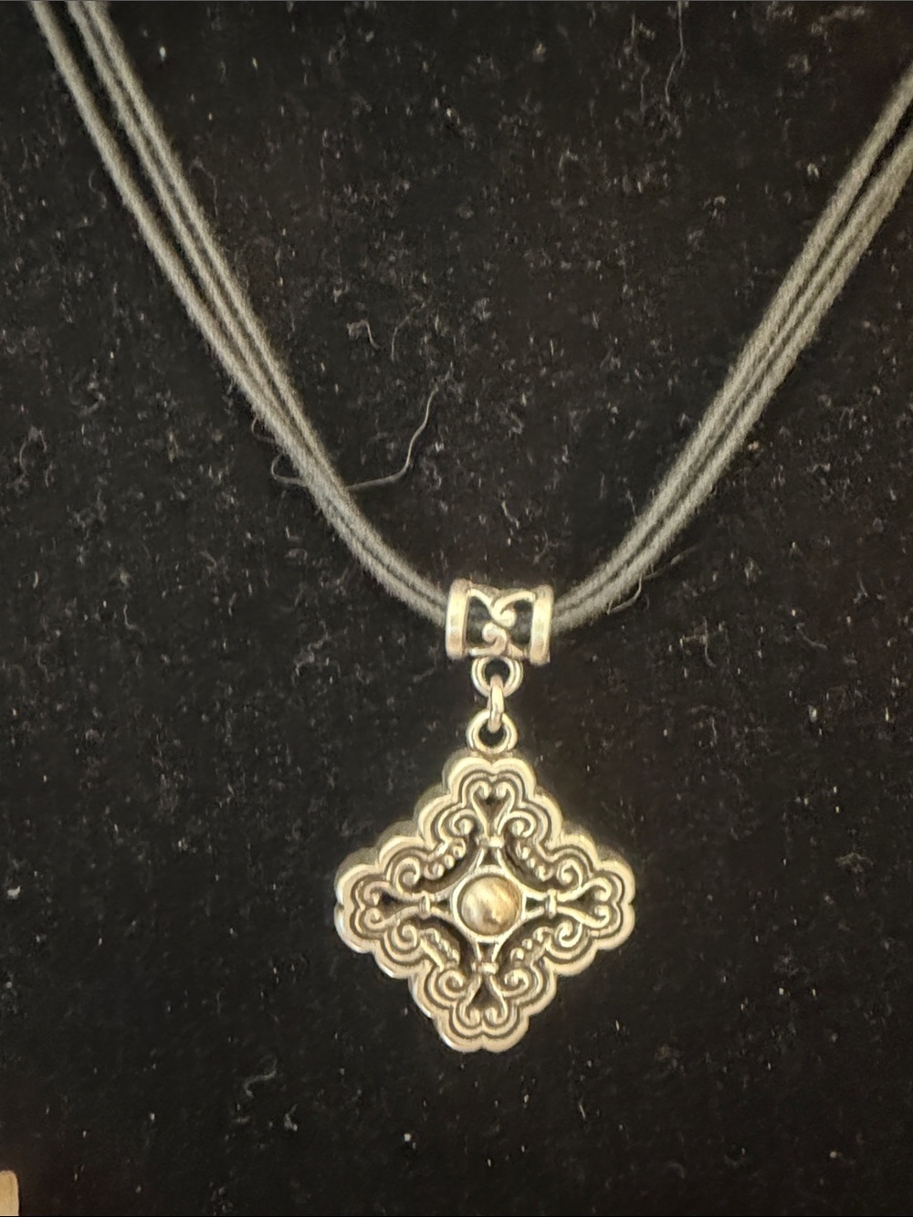 Brighton filigree Pendant Necklace - black Cord